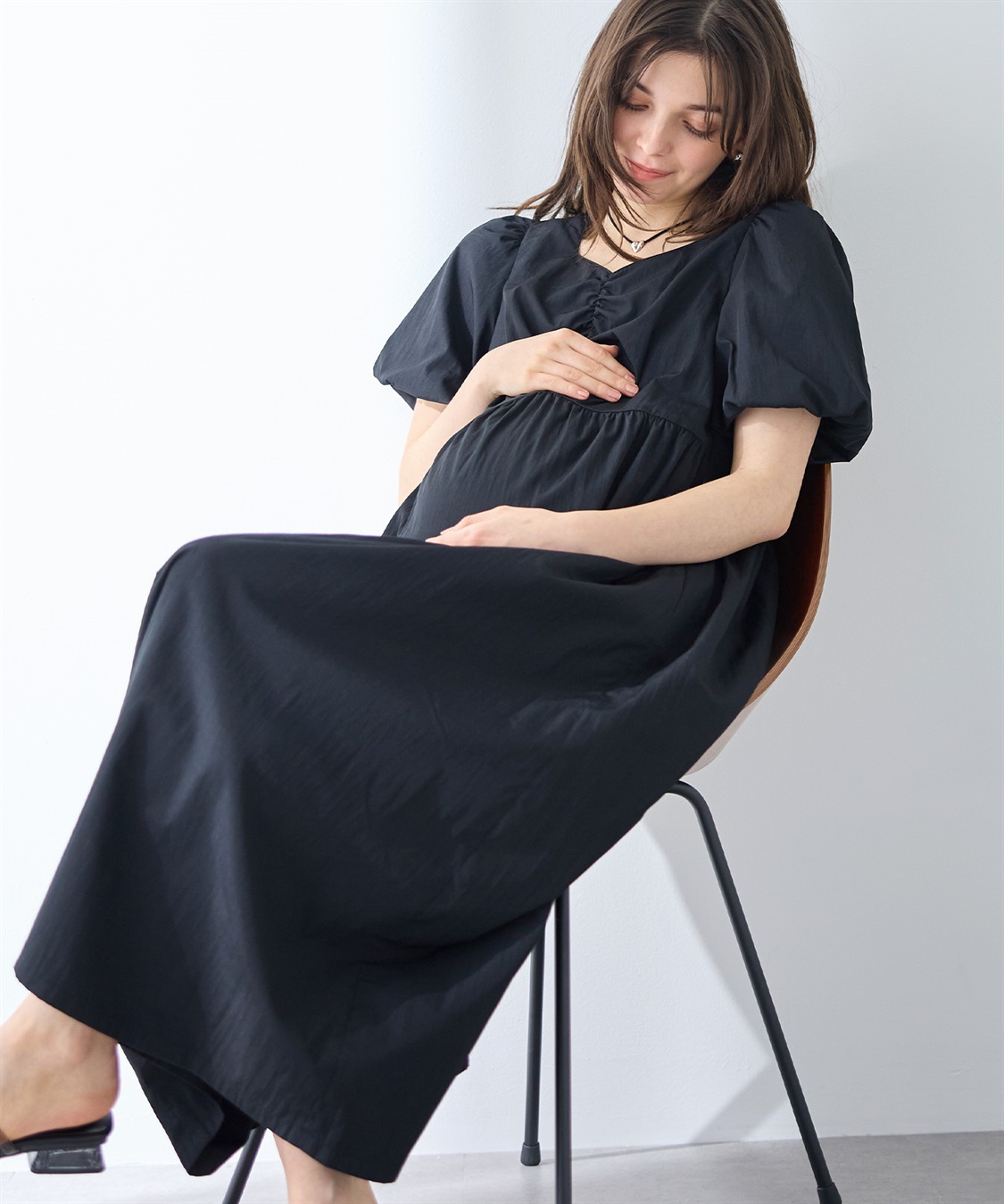 Rosemadame 	【UVカット】バルーン袖 ギャザーワンピース｜マタニティ 授乳対応 サイドファスナー 産前産後対応_sub_18