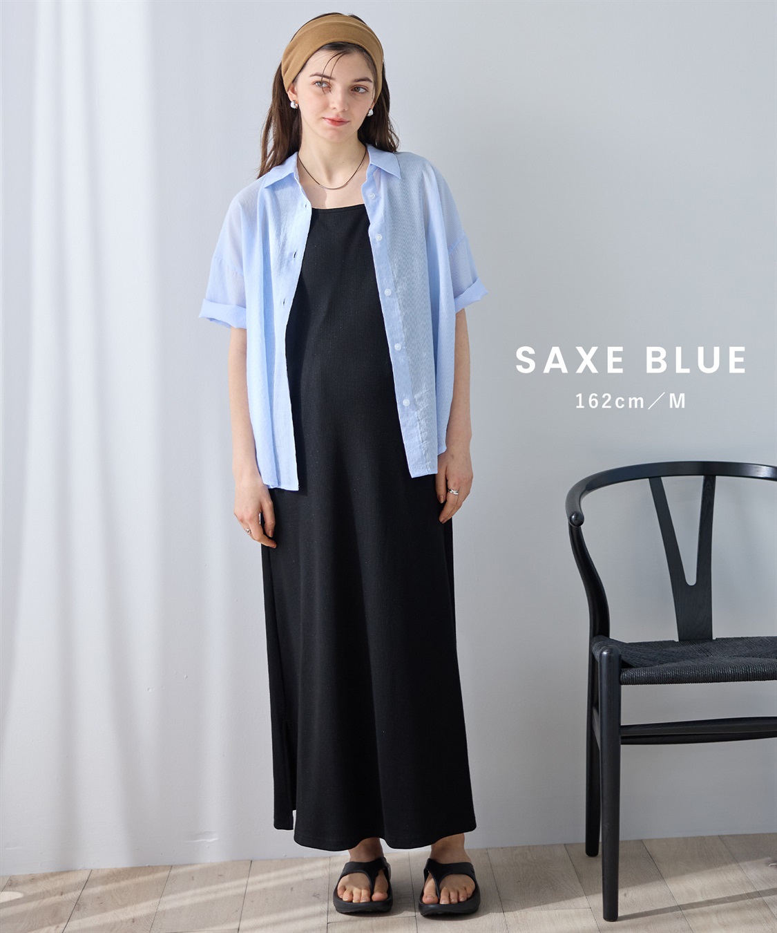Rosemadame シアーストライプシャツ×ラメリブ ノースリ ワンピース/マタニティワンピース（マタニティ/授乳服）セット 授乳口付き 授乳楽々 妊婦服 産前・産後対応_sub_14