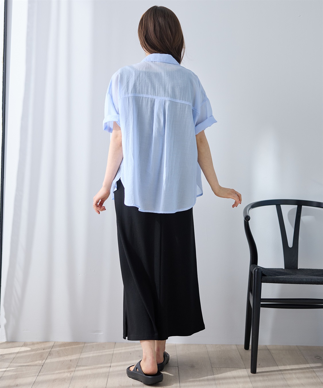 Rosemadame シアーストライプシャツ×ラメリブ ノースリ ワンピース/マタニティワンピース（マタニティ/授乳服）セット 授乳口付き 授乳楽々 妊婦服 産前・産後対応_sub_19