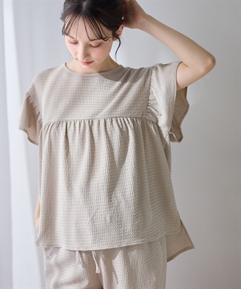 Rosemadame 【UVカット】ゆったりフリル袖 カットジャガード マタニティ授乳ブラウス｜まくって授乳OK 産前産後対応（セットアップ対応）_subthumb_1