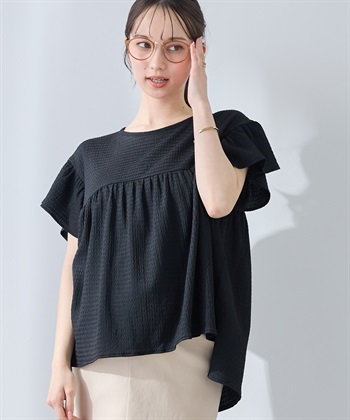 Rosemadame 【UVカット】ゆったりフリル袖 カットジャガード マタニティ授乳ブラウス｜まくって授乳OK 産前産後対応（セットアップ対応）_subthumb_2