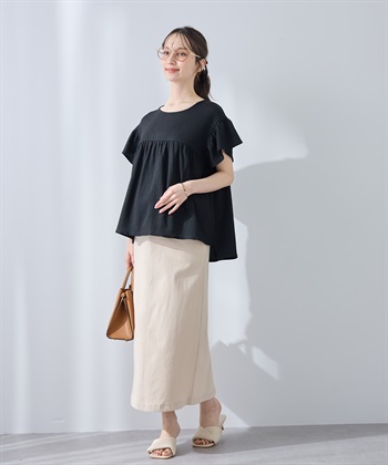 Rosemadame 【UVカット】ゆったりフリル袖 カットジャガード マタニティ授乳ブラウス｜まくって授乳OK 産前産後対応（セットアップ対応）_subthumb_3