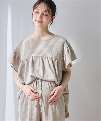 Rosemadame 【UVカット】ゆったりフリル袖 カットジャガード マタニティ授乳ブラウス｜まくって授乳OK 産前産後対応（セットアップ対応）_subthumb_8