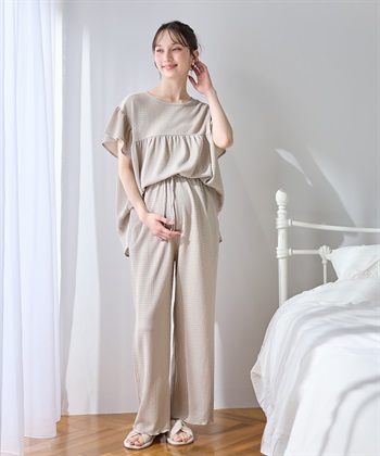 Rosemadame 【UVカット】ゆったりフリル袖 カットジャガード マタニティ授乳ブラウス｜まくって授乳OK 産前産後対応（セットアップ対応）_subthumb_9