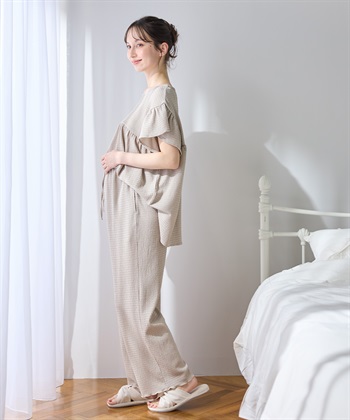 Rosemadame 【UVカット】ゆったりフリル袖 カットジャガード マタニティ授乳ブラウス｜まくって授乳OK 産前産後対応（セットアップ対応）_subthumb_10