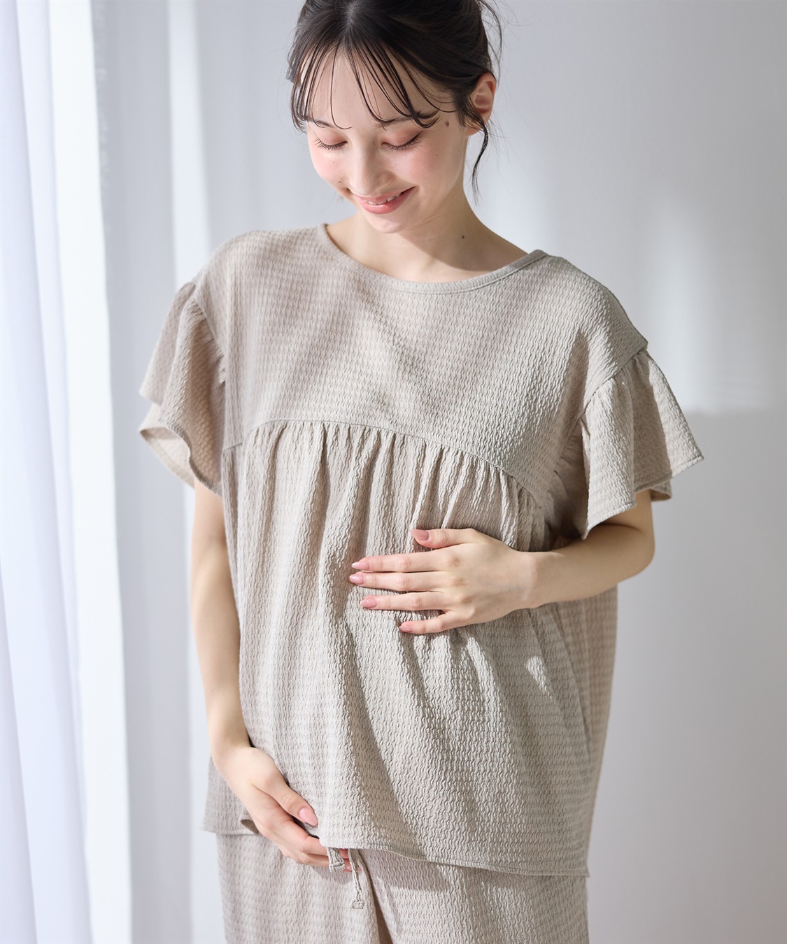 Rosemadame 【UVカット】ゆったりフリル袖 カットジャガード マタニティ授乳ブラウス｜まくって授乳OK 産前産後対応（セットアップ対応）_sub_22