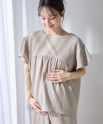 Rosemadame 【UVカット】ゆったりフリル袖 カットジャガード マタニティ授乳ブラウス｜まくって授乳OK 産前産後対応（セットアップ対応）_subthumb_22