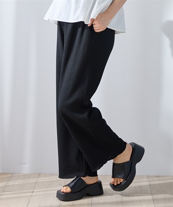 Rosemadame 【UVカット】カットジャガード マタニティワイドパンツ｜ウエスト調整可 産前産後対応（セットアップ 対応）_subthumb_3
