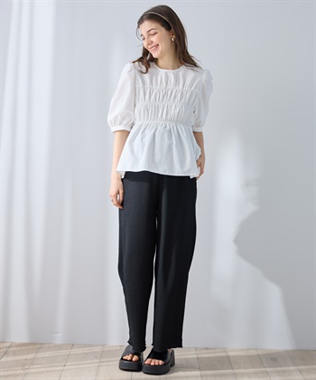 Rosemadame 【UVカット】カットジャガード マタニティワイドパンツ｜ウエスト調整可 産前産後対応（セットアップ 対応）_subthumb_5
