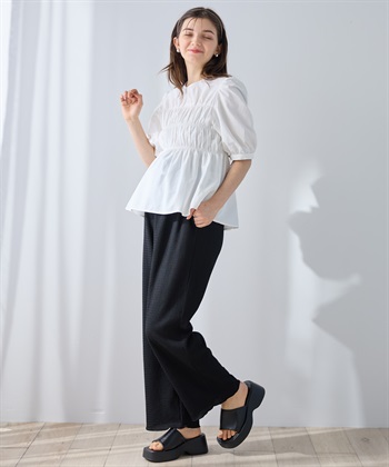Rosemadame 【UVカット】カットジャガード マタニティワイドパンツ｜ウエスト調整可 産前産後対応（セットアップ 対応）_subthumb_6