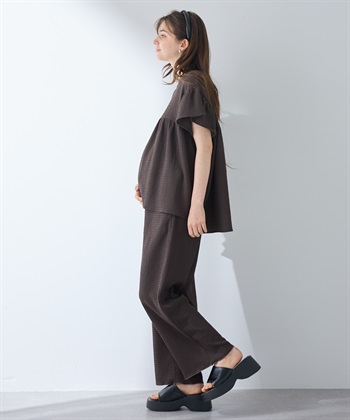 Rosemadame 【UVカット】カットジャガード マタニティワイドパンツ｜ウエスト調整可 産前産後対応（セットアップ 対応）_subthumb_9