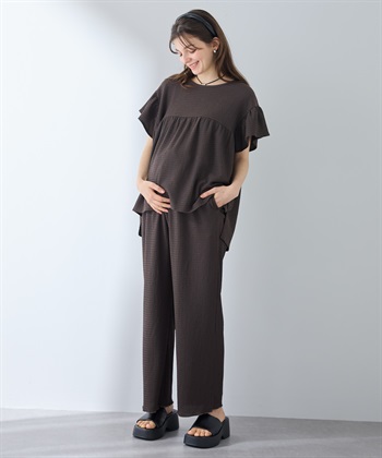 Rosemadame 【UVカット】カットジャガード マタニティワイドパンツ｜ウエスト調整可 産前産後対応（セットアップ 対応）_subthumb_10