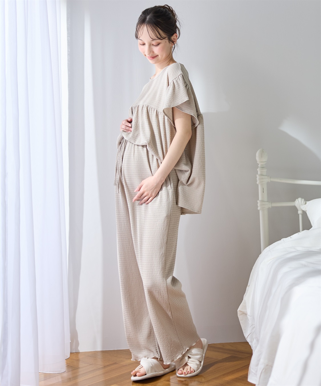 Rosemadame 【UVカット】カットジャガード マタニティワイドパンツ｜ウエスト調整可 産前産後対応（セットアップ 対応）_sub_13