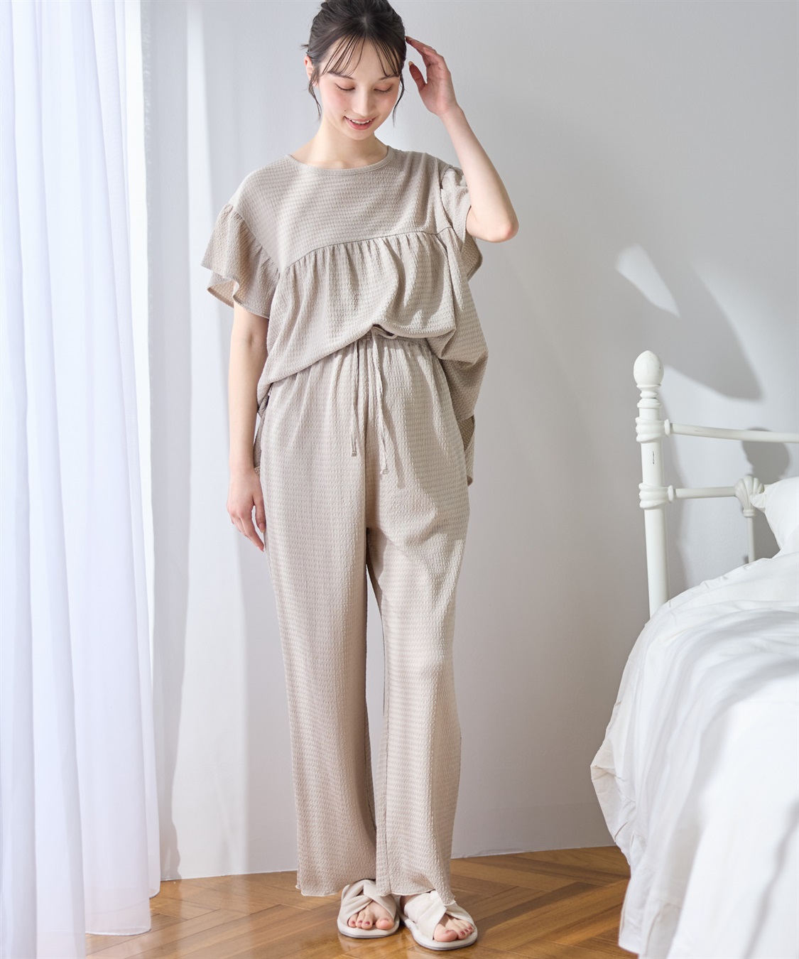 Rosemadame 【UVカット】カットジャガード マタニティワイドパンツ｜ウエスト調整可 産前産後対応（セットアップ 対応）_sub_14