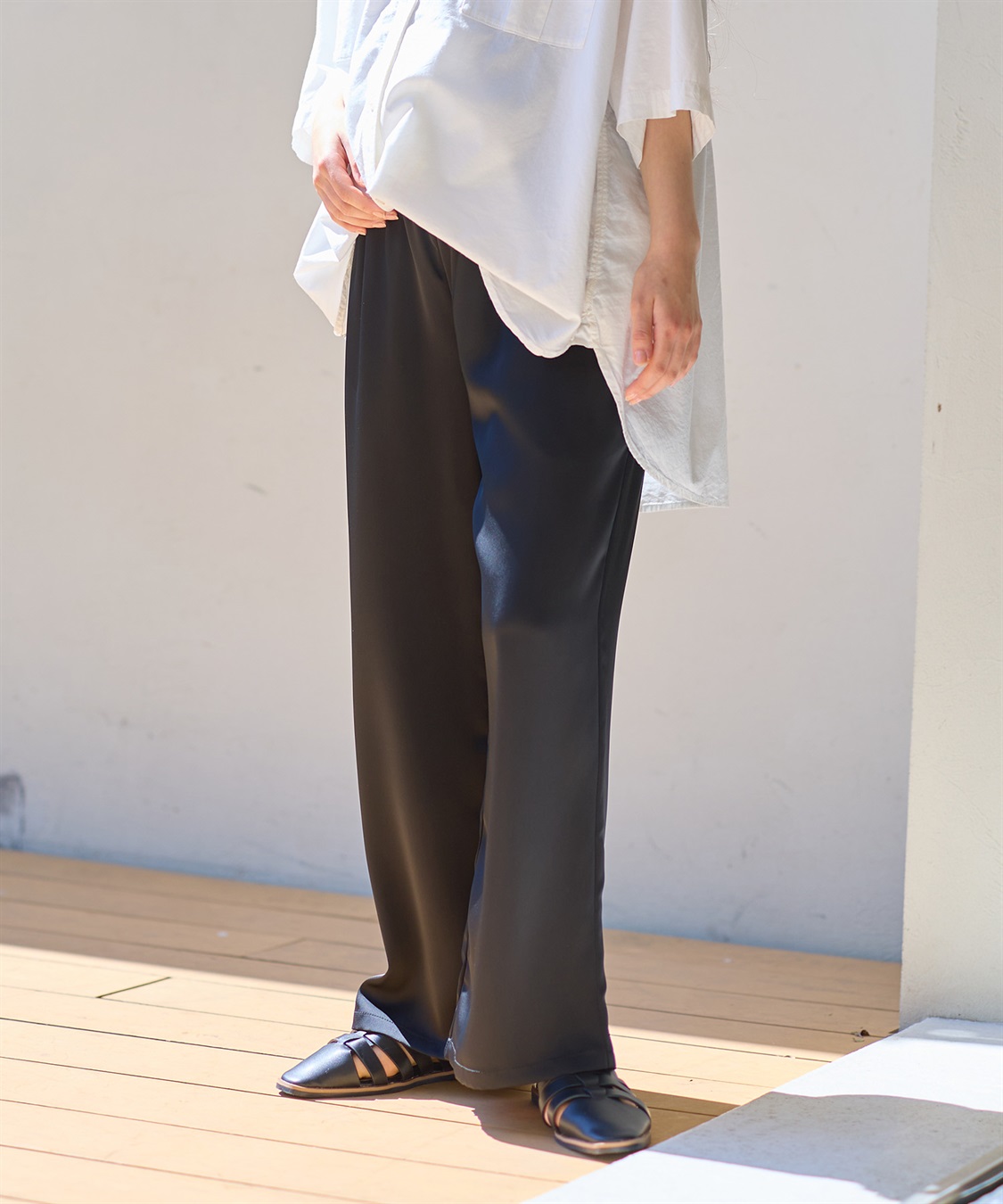 Rosemadame サテンワイド マタニティパンツ（マタニティ～産後）妊婦服 産前・産後対応_sub_2