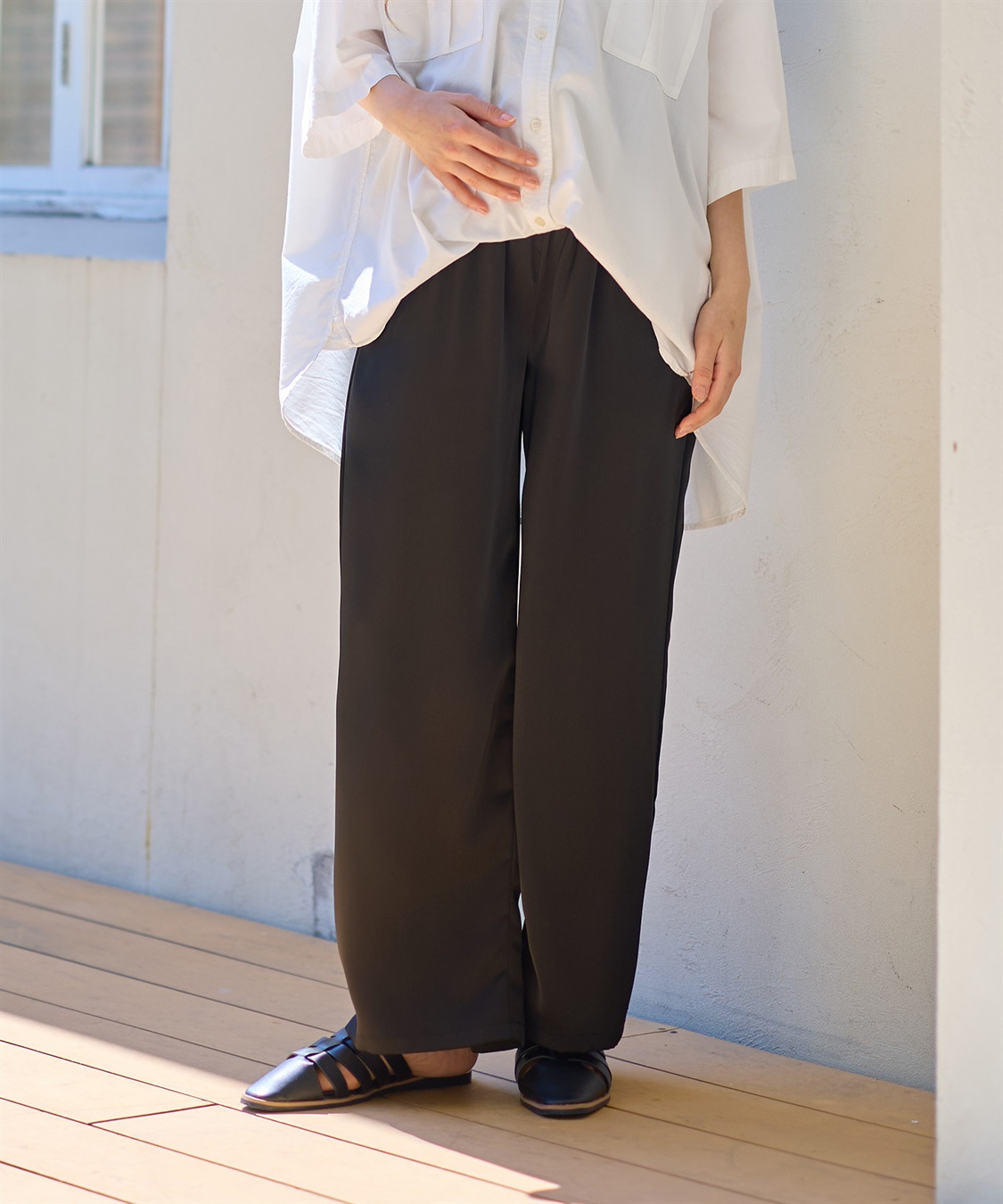 Rosemadame サテンワイド マタニティパンツ（マタニティ～産後）妊婦服 産前・産後対応_sub_10
