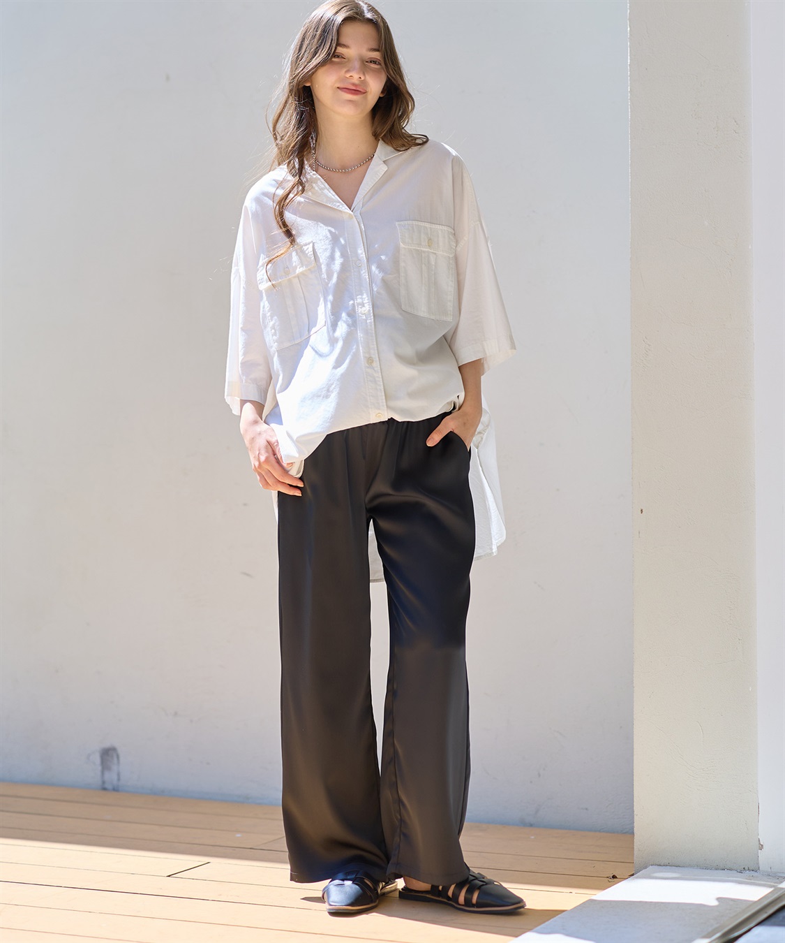 Rosemadame サテンワイド マタニティパンツ（マタニティ～産後）妊婦服 産前・産後対応_sub_12