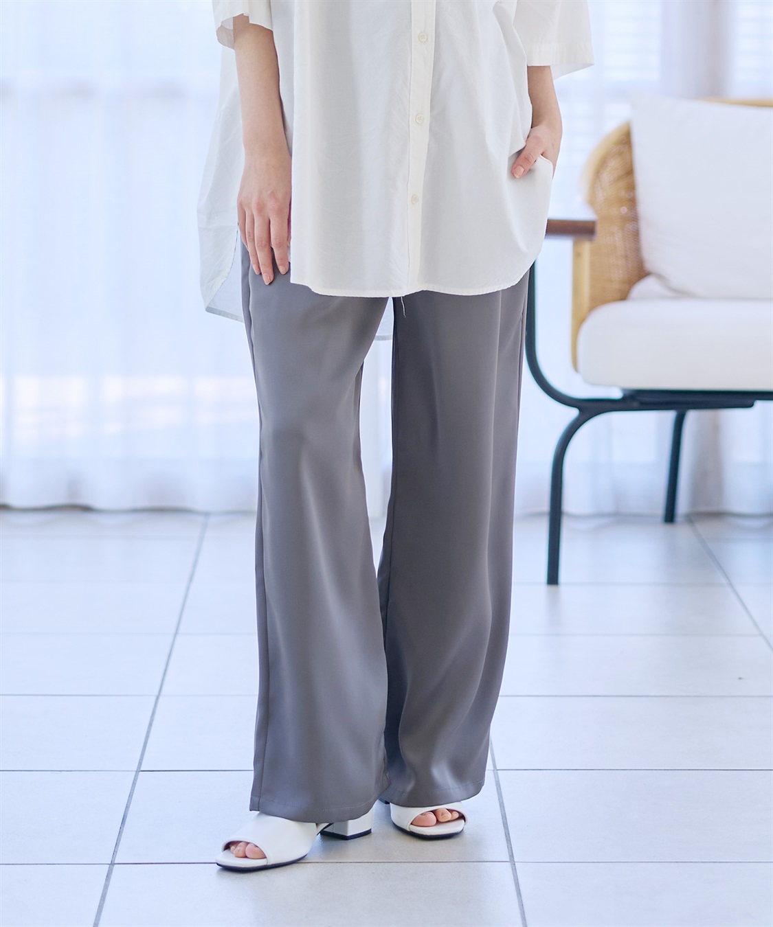 Rosemadame サテンワイド マタニティパンツ（マタニティ～産後）妊婦服 産前・産後対応_sub_15