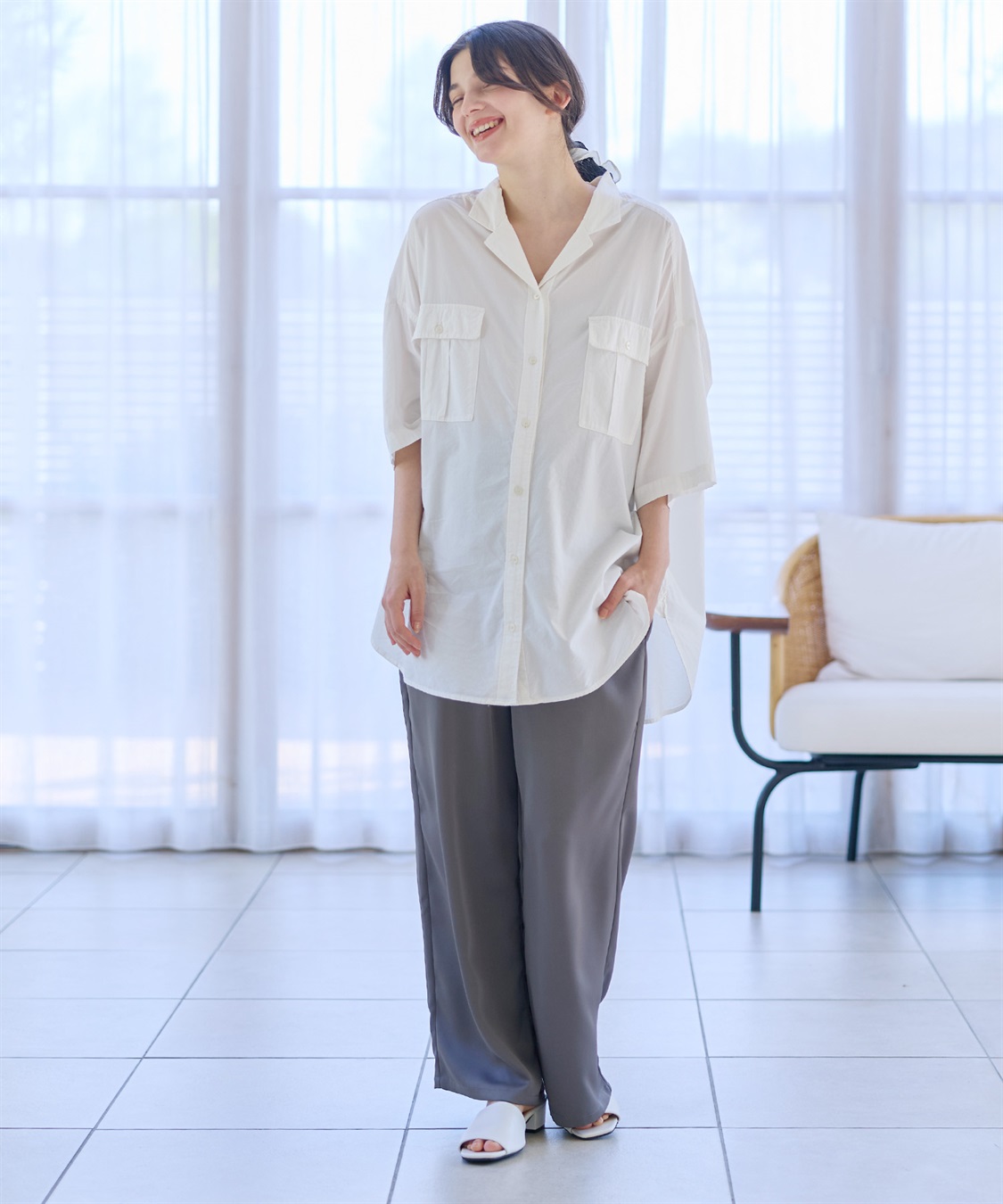 Rosemadame サテンワイド マタニティパンツ（マタニティ～産後）妊婦服 産前・産後対応_sub_17