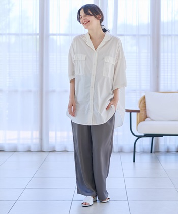 Rosemadame サテンワイド マタニティパンツ（マタニティ～産後）妊婦服 産前・産後対応_subthumb_17