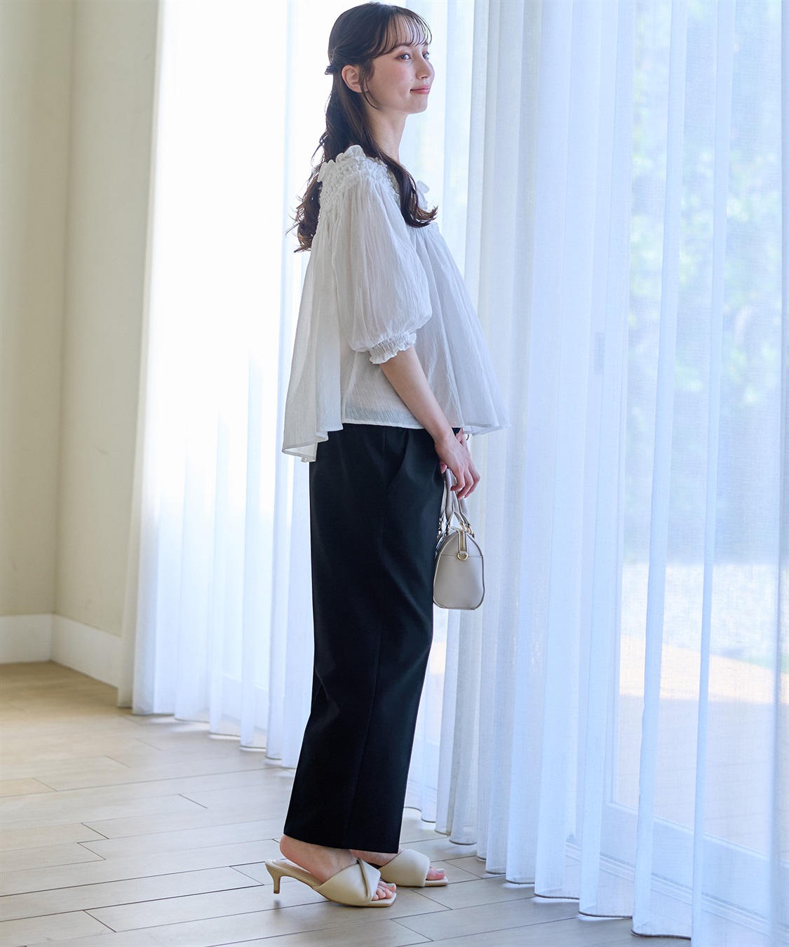Rosemadame 【UVカット】マタニティ ワイドパンツ｜麻調 タック入り ウエスト調整可 産前産後対応_sub_13