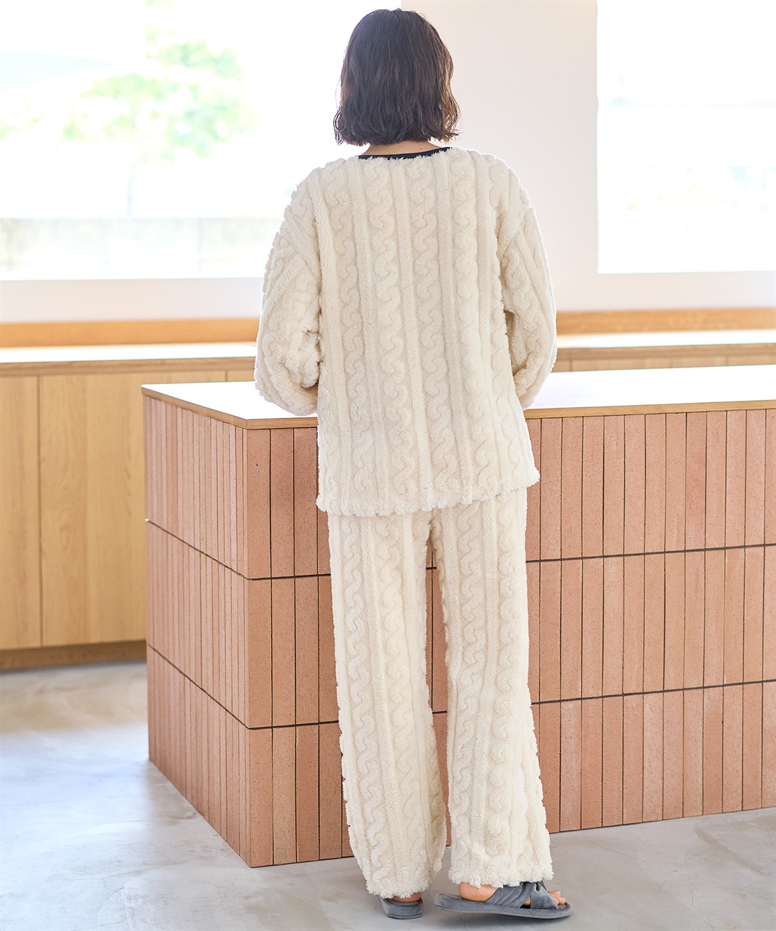 Rosemadame 【セット】モコモコフリース ケーブル柄パジャマ/ルームウェア（マタニティ/授乳服）授乳楽々 妊婦服 産前・産後対応_sub_6