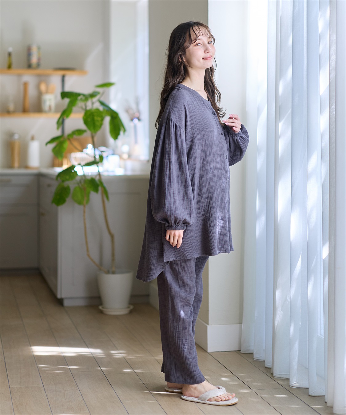 Rosemadame 【親子ペア可】ダブルガーゼ長袖パジャマ コットン100％(産前・産後対応 マタニティ＆授乳服 ルームウェア 上下セット)_sub_9