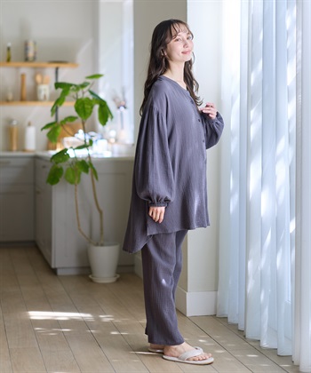 Rosemadame 【親子ペア可】ダブルガーゼ長袖パジャマ コットン100％(産前・産後対応 マタニティ＆授乳服 ルームウェア 上下セット)_subthumb_9