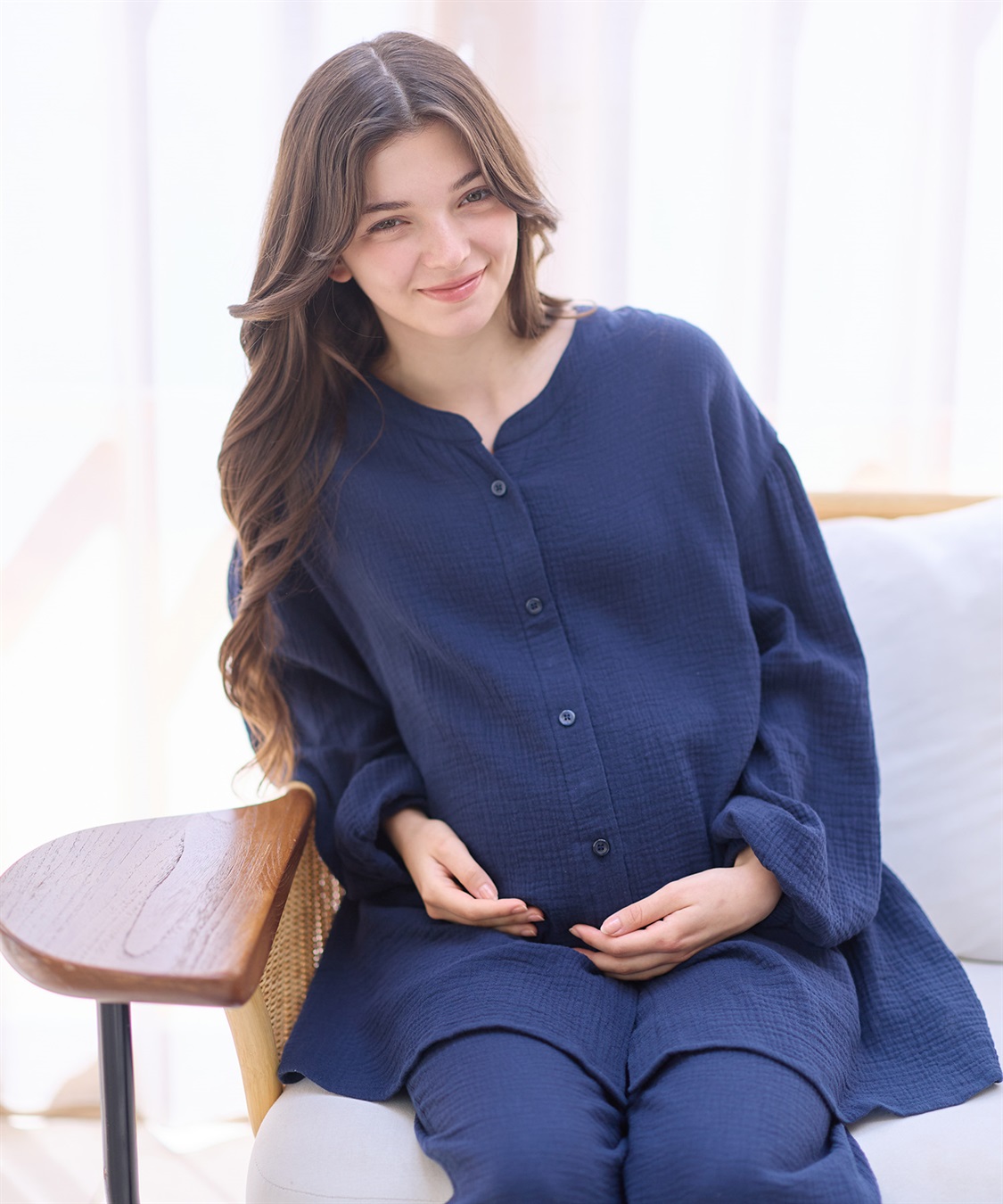 Rosemadame 【親子ペア可】ダブルガーゼ長袖パジャマ コットン100％(産前・産後対応 マタニティ＆授乳服 ルームウェア 上下セット)_sub_15