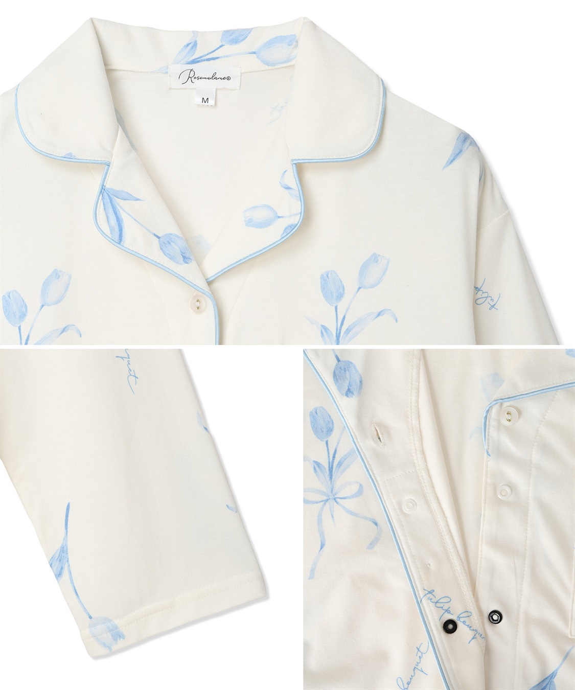 Rosemadame ベア天竺チューリップ柄・無地パジャマ(産前・産後対応 マタニティ＆授乳服 ルームウェア 上下セット)_sub_21