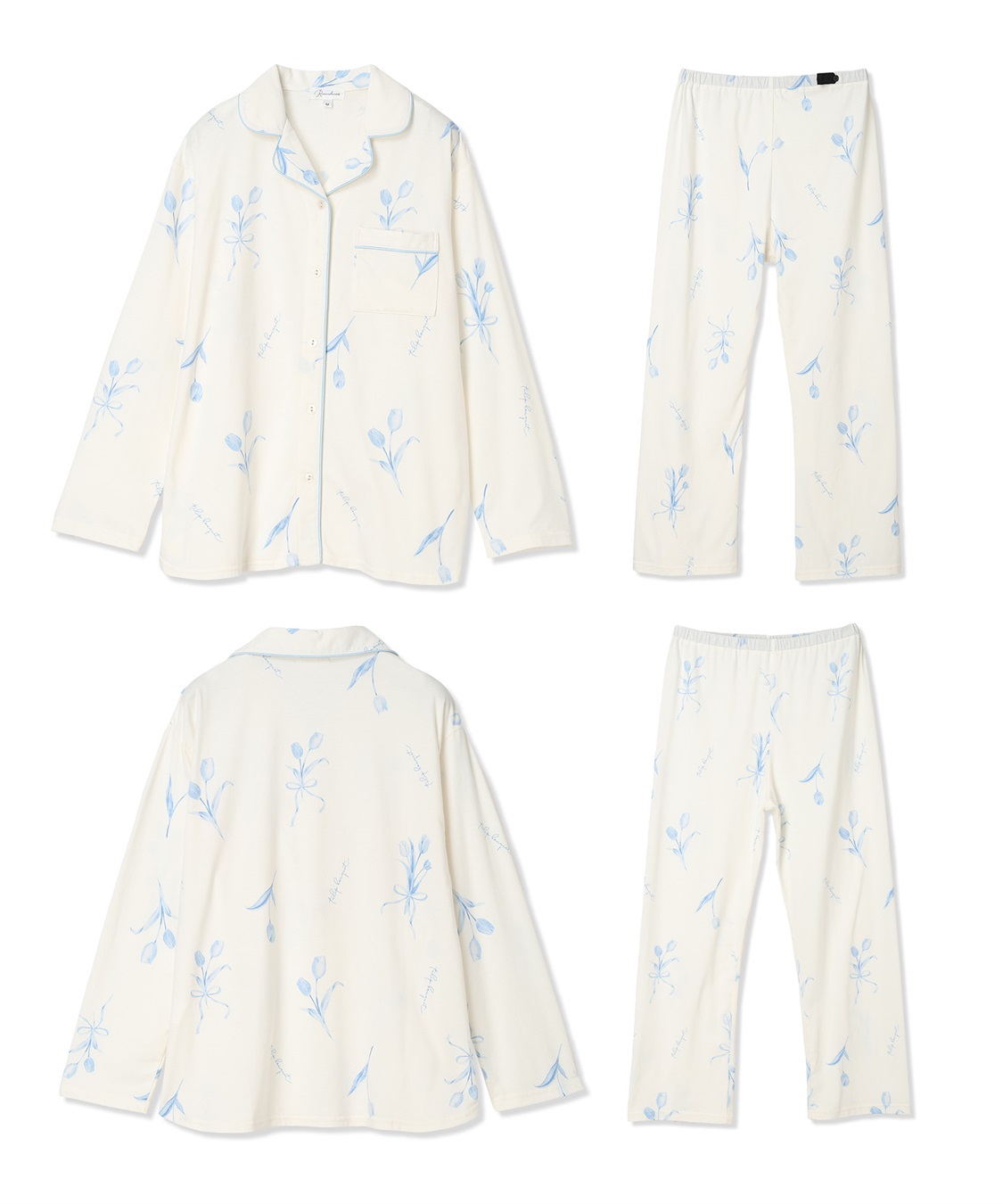 Rosemadame ベア天竺チューリップ柄・無地パジャマ(産前・産後対応 マタニティ＆授乳服 ルームウェア 上下セット)_sub_22