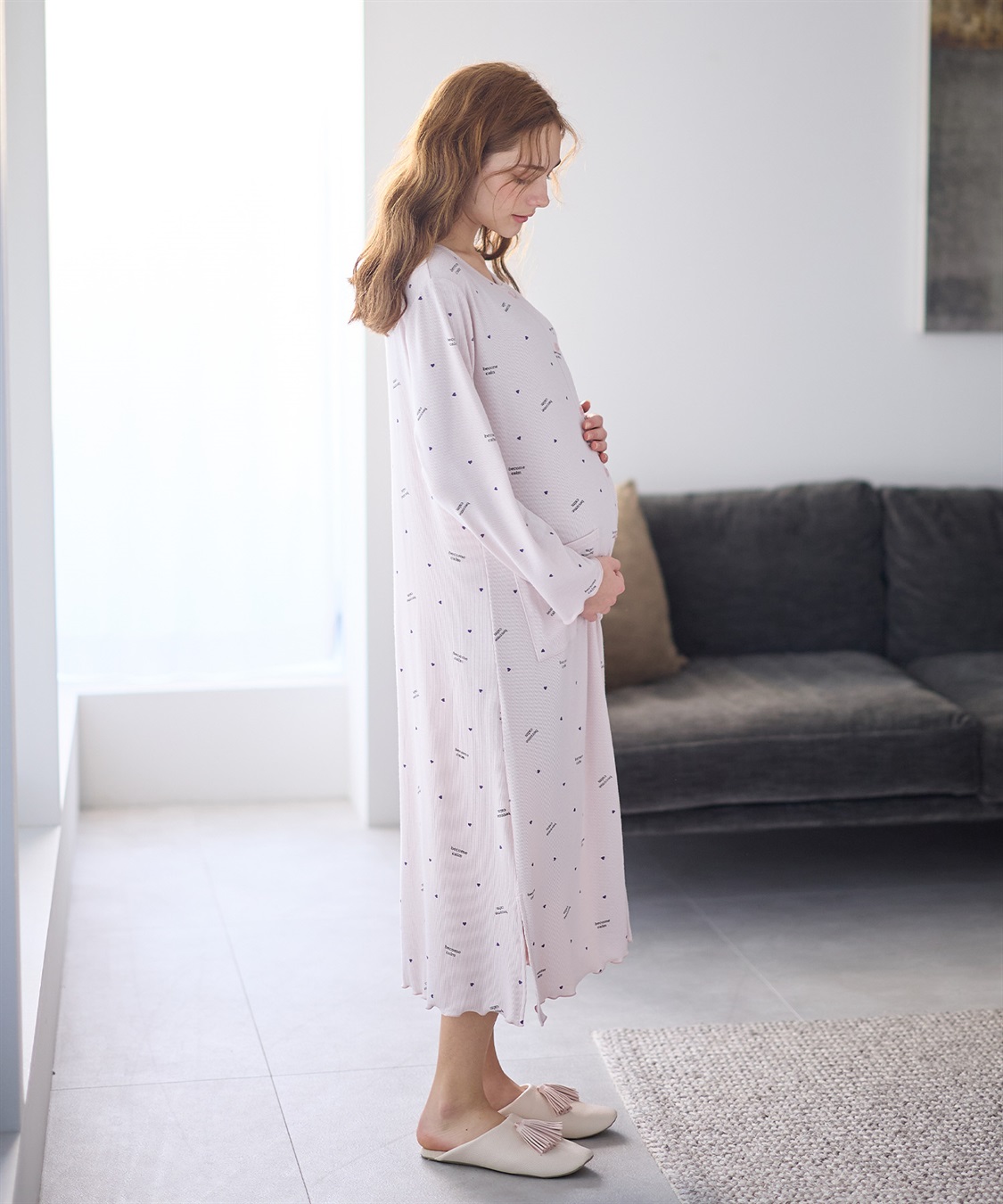 Rosemadame ストレッチリブ　ロゴハートネグリジェ/ ワンピースパジャマ(産前・産後対応 マタニティ＆授乳服 ルームウェア)_sub_9