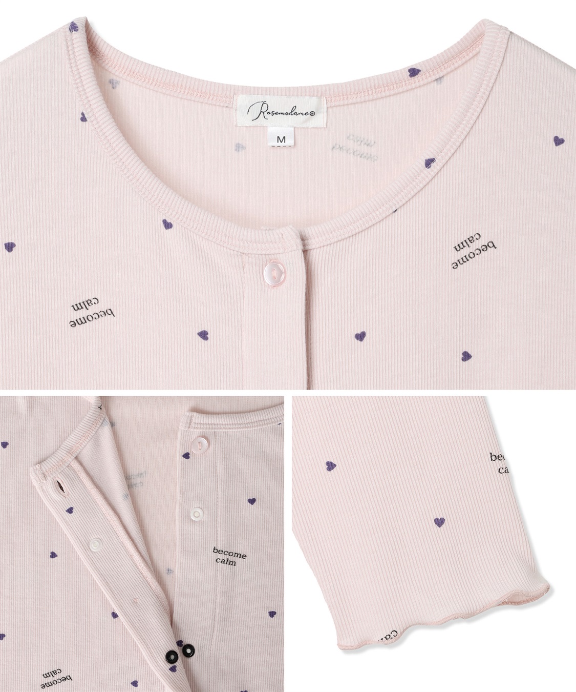 Rosemadame ストレッチリブ　ロゴハートネグリジェ/ ワンピースパジャマ(産前・産後対応 マタニティ＆授乳服 ルームウェア)_sub_20