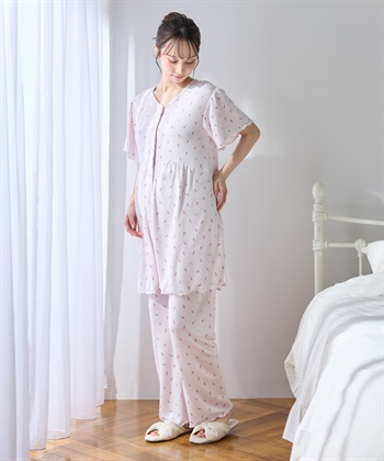 Rosemadame 【接触冷感】 ワッフル風アイス柄パジャマ/マタニティパジャマ（マタニティ/授乳服）上下セット 授乳口付き 授乳楽々 妊婦服 産前・産後対応_subthumb_4