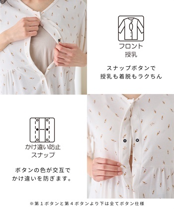 Rosemadame 【接触冷感】 ワッフル風アイス柄パジャマ/マタニティパジャマ（マタニティ/授乳服）上下セット 授乳口付き 授乳楽々 妊婦服 産前・産後対応_subthumb_13