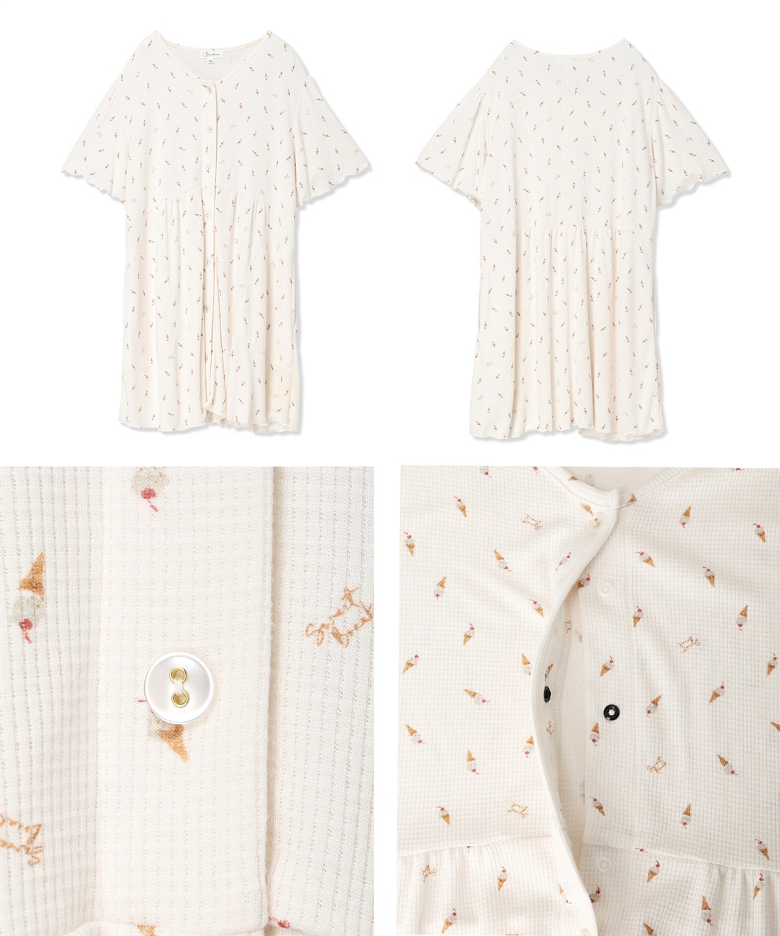 Rosemadame 【接触冷感】 ワッフル風アイス柄パジャマ/マタニティパジャマ（マタニティ/授乳服）上下セット 授乳口付き 授乳楽々 妊婦服 産前・産後対応_sub_25