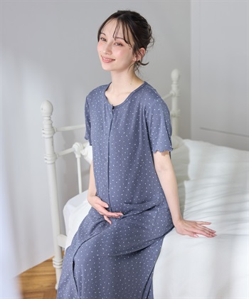 Rosemadame パターンメッシュ小花柄ネグリジェ/ワンピースパジャマ/マタニティパジャマ（マタニティ/授乳服）上下セット 授乳口付き 授乳楽々 妊婦服 産前・産後対応_subthumb_9