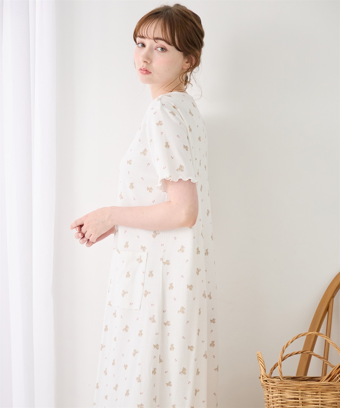 Rosemadame 【親子でお揃い】マタニティ ルームワンピース｜ 綿100％クマ柄 授乳対応 ネグリジェ パジャマ 産前産後対応_sub_10