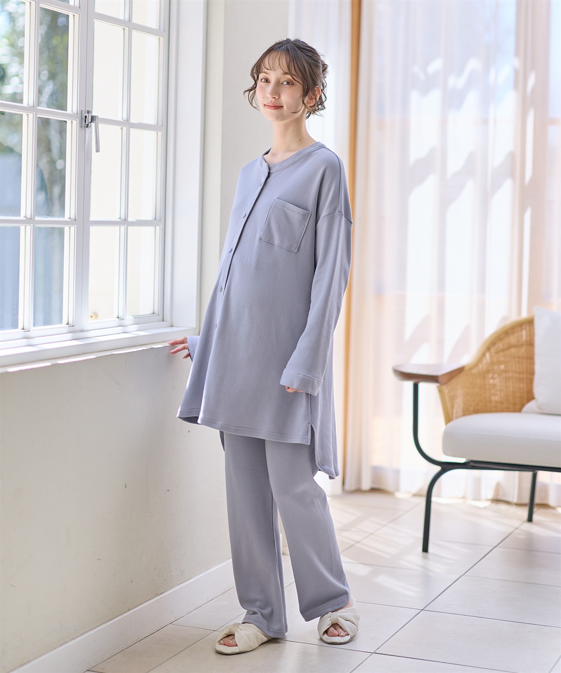 Rosemadame マタニティから産後まで ふわふわスムース無地パジャマ（マタニティ/授乳服）授乳楽々 妊婦服 産前・産後対応_sub_10