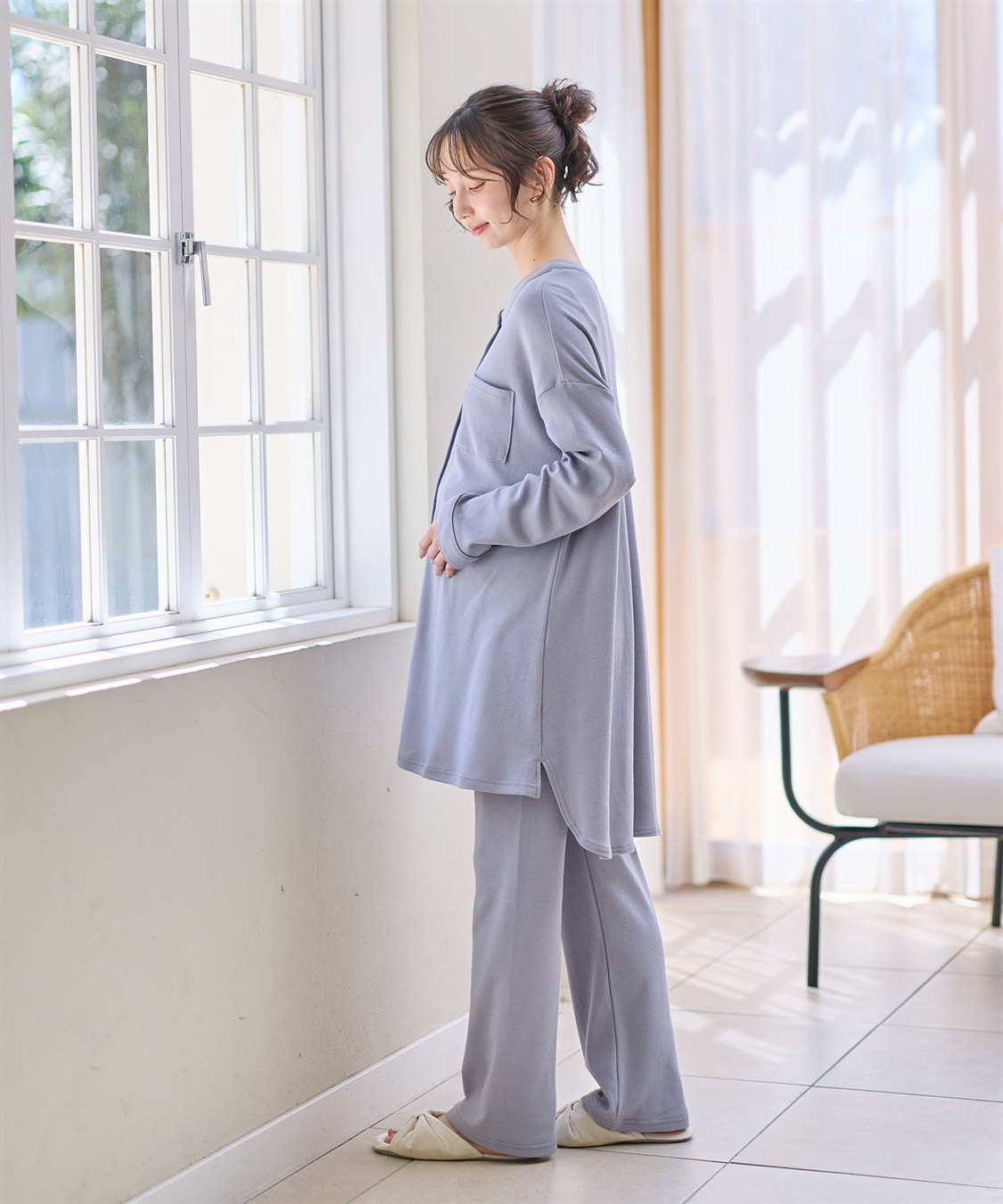 Rosemadame マタニティから産後まで ふわふわスムース無地パジャマ（マタニティ/授乳服）授乳楽々 妊婦服 産前・産後対応_sub_12
