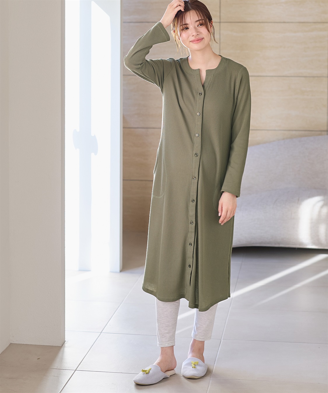 Rosemadame ワッフルワンピ×レギンス２WAYパジャマ（マタニティ/授乳服）入院準備 出産準備 産前 産後_sub_3