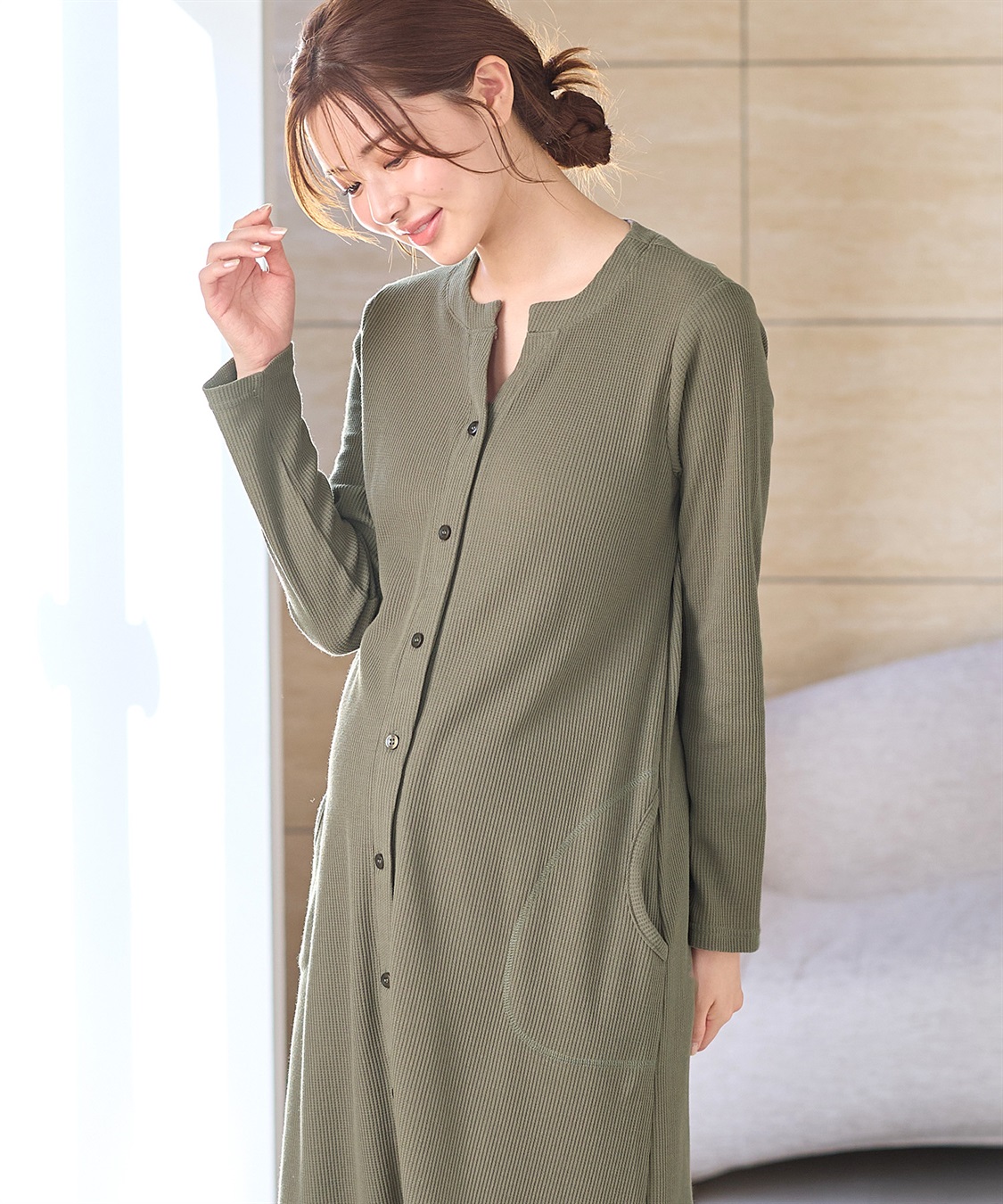 Rosemadame ワッフルワンピ×レギンス２WAYパジャマ（マタニティ/授乳服）入院準備 出産準備 産前 産後_sub_5