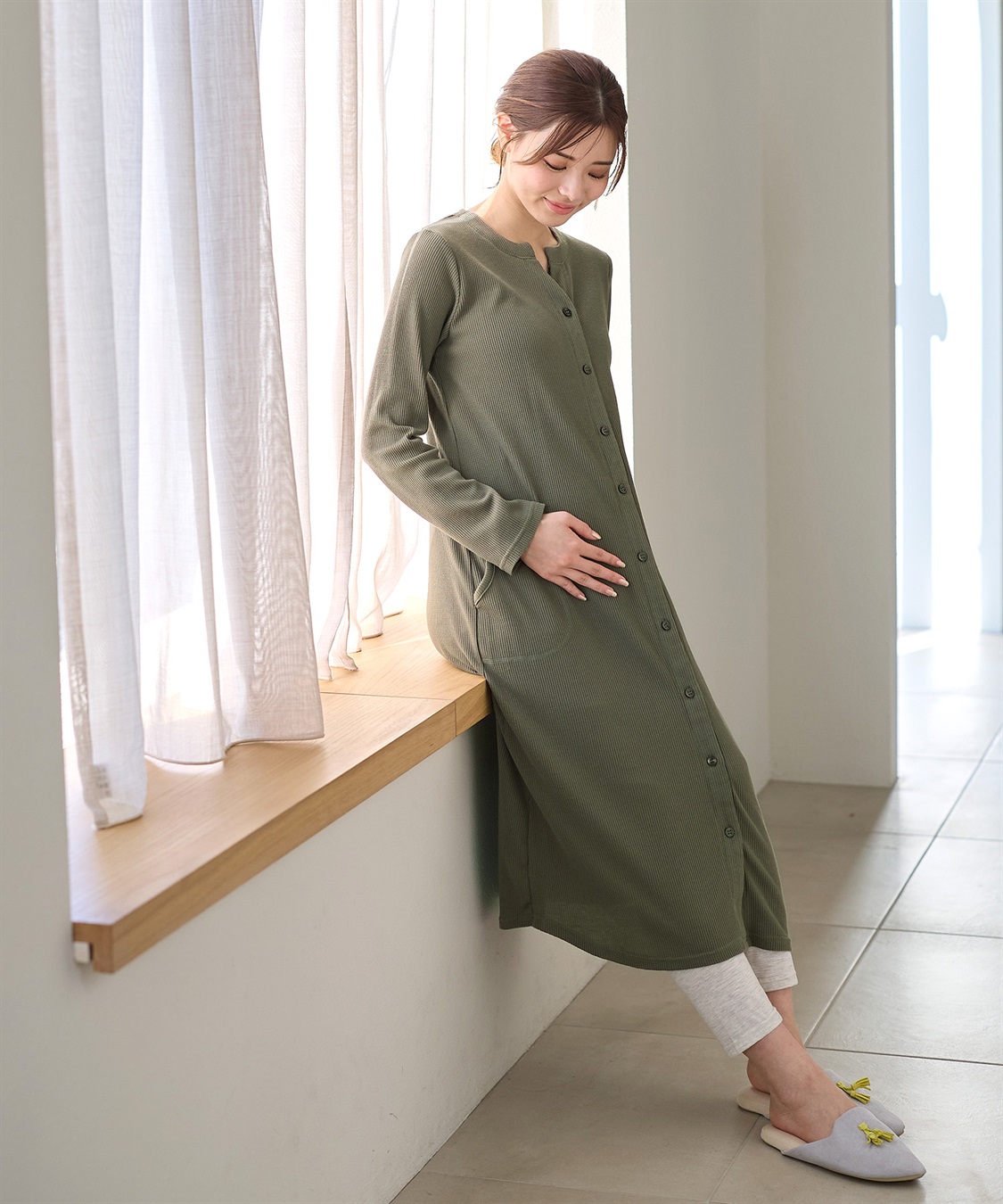 Rosemadame ワッフルワンピ×レギンス２WAYパジャマ（マタニティ/授乳服）入院準備 出産準備 産前 産後_sub_8