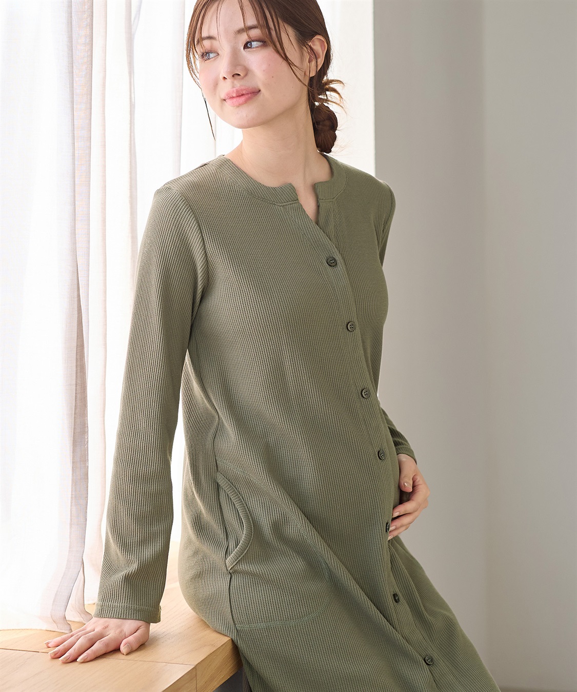 Rosemadame ワッフルワンピ×レギンス２WAYパジャマ（マタニティ/授乳服）入院準備 出産準備 産前 産後_sub_9