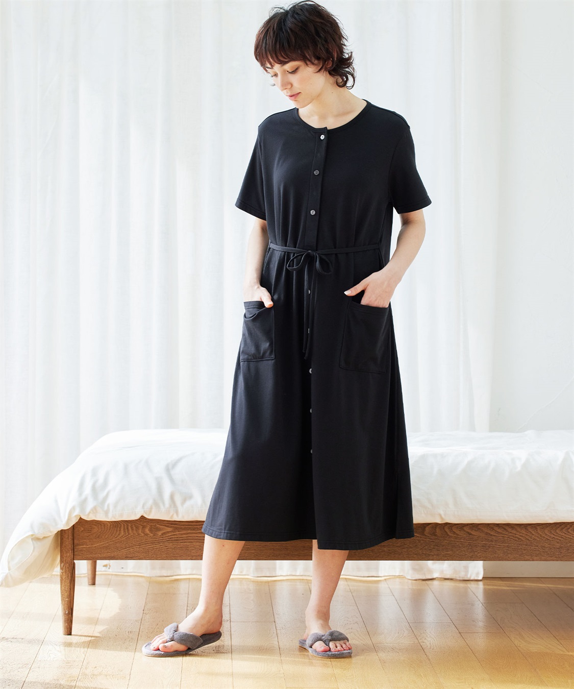 Rosemadame らくらく授乳コットン混半袖ベア天竺ルームワンピース（かけ違い防止スナップ・マタニティ&授乳服）_sub_1