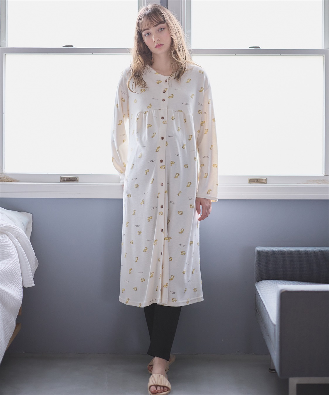 Rosemadame 【セット】ふわふわスムースウサギ柄2WAYパジャマ(産前・産後対応 マタニティ＆授乳服 ルームウェア)_sub_5