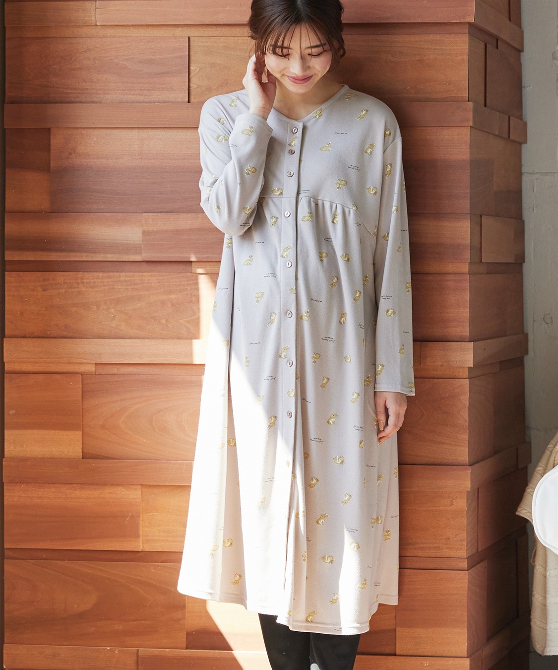 Rosemadame 【セット】ふわふわスムースウサギ柄2WAYパジャマ(産前・産後対応 マタニティ＆授乳服 ルームウェア)_sub_7
