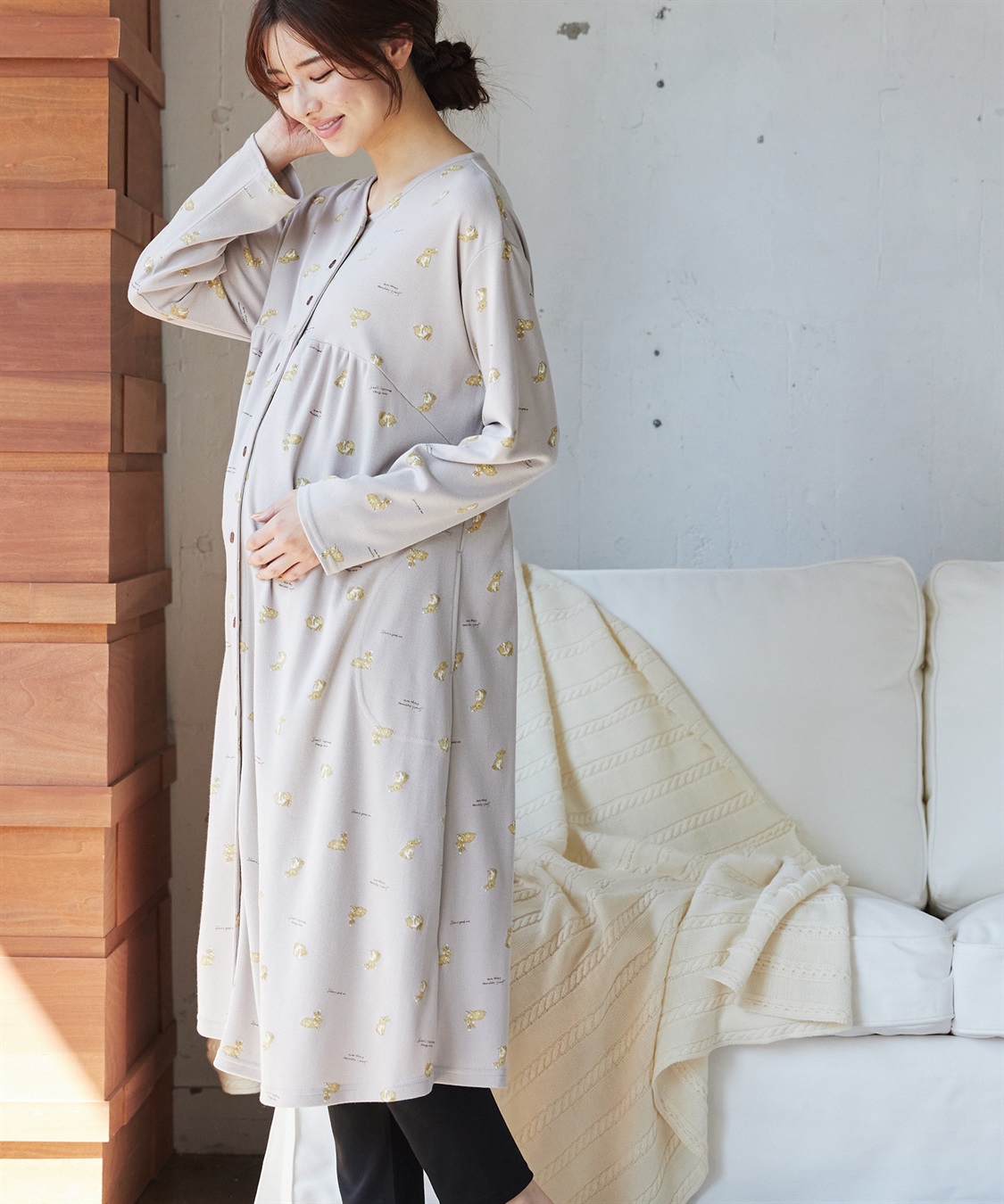 Rosemadame 【セット】ふわふわスムースウサギ柄2WAYパジャマ(産前・産後対応 マタニティ＆授乳服 ルームウェア)_sub_8