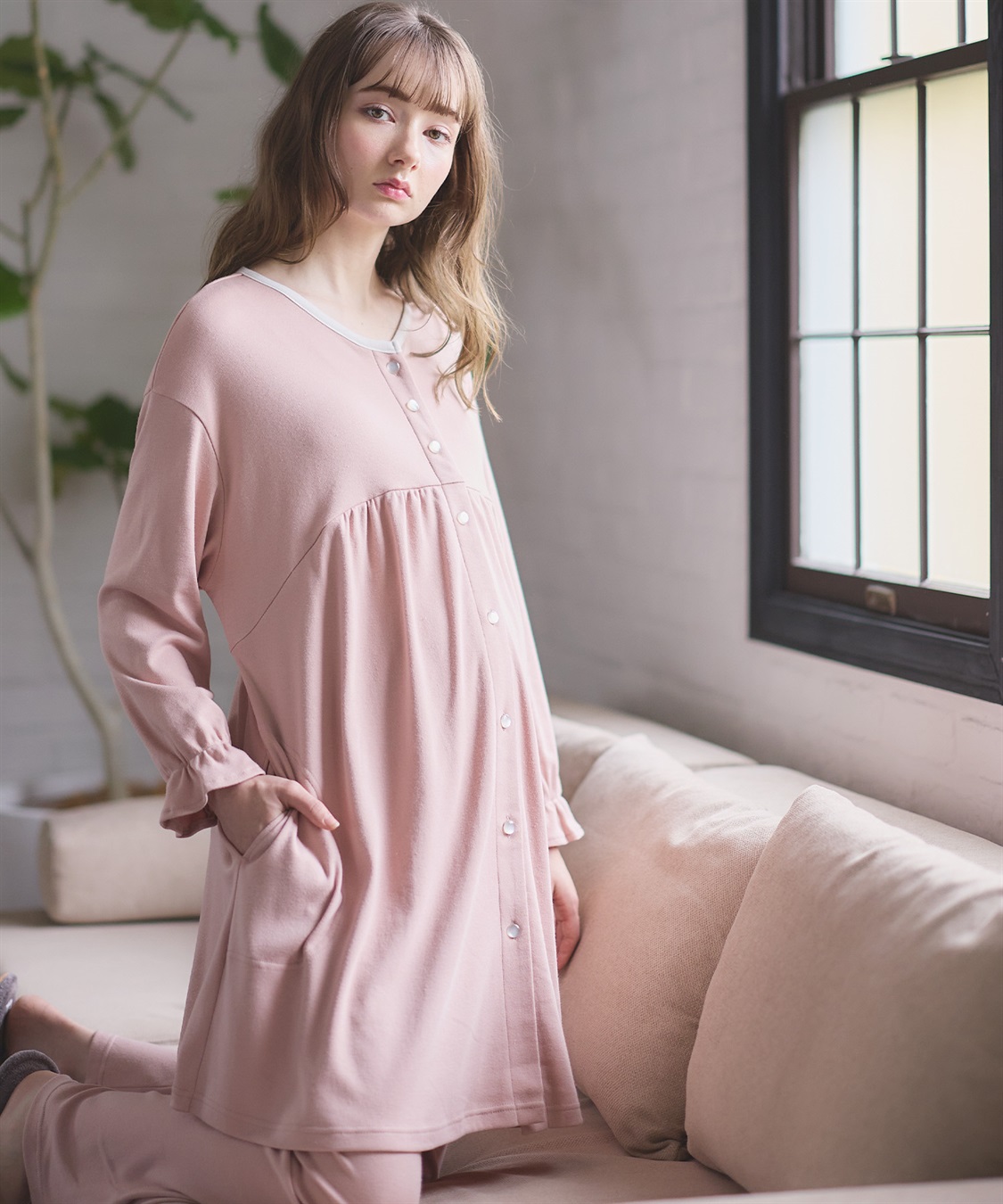 Rosemadame 【セット】ふわふわスムースパイピングネックパジャマ(産前・産後対応 マタニティ＆授乳服 ルームウェア)_sub_14