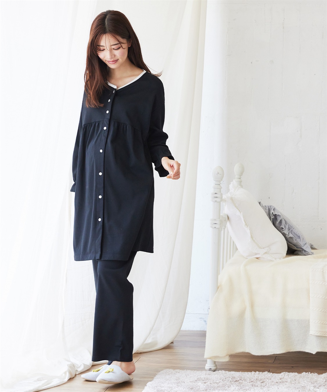 Rosemadame 【セット】ふわふわスムースパイピングネックパジャマ(産前・産後対応 マタニティ＆授乳服 ルームウェア)_sub_21